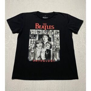 The Beatles Anthology Graphic T-Shirt Mens XL Black Heavy Metal Band Tee Retro